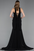 Robe de Soirée Longue Mousseline Noir ABU6055