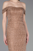 Robe de Soirée Longue Perlé Cuivre ABU6057