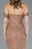 Robe de Soirée Longue Perlé Cuivre ABU6057