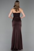 Robe de Soirée Longue Satin Brun foncé ABU6061