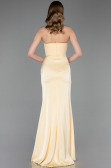 Robe de Soirée Longue Satin Jaune ABU6061