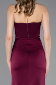 Robe de Soirée Longue Satin Couleur Cerise ABU6061