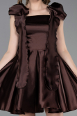 Robe de Cérémonie Courte Satin Brun ABK2607
