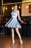 Robe de Cérémonie Courte Satin Bleu clair ABK2603