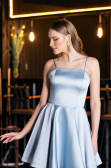 Robe de Cérémonie Courte Satin Bleu clair ABK2603