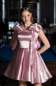 Robe de Cérémonie Courte Satin Poudre ABK2607