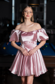 Robe de Cérémonie Courte Satin Poudre ABK2605