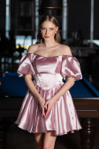 Robe de Cérémonie Courte Satin Poudre ABK2605