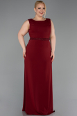 Robe de Soirée Grande Taille Longue Mousseline Rouge Bordeaux ABU6063
