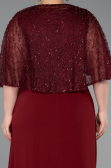 Robe de Soirée Grande Taille Longue Mousseline Rouge Bordeaux ABU6063