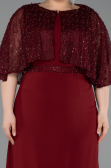 Robe de Soirée Grande Taille Longue Mousseline Rouge Bordeaux ABU6063