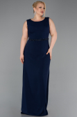Robe de Soirée Grande Taille Longue Mousseline Bleu Marine ABU6063