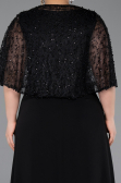 Robe de Soirée Grande Taille Longue Mousseline Noir ABU6063