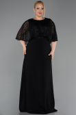Robe de Soirée Grande Taille Longue Mousseline Noir ABU6063