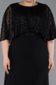 Robe de Soirée Grande Taille Longue Mousseline Noir ABU6063