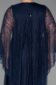 Robe De Soirée Grande Taille Longue Dantelle Bleu Marine ABU6065