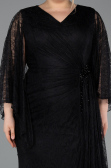 Robe De Soirée Grande Taille Longue Dantelle Noir ABU6065