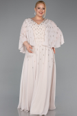 Robe de Soirée Grande Taille Longue Mousseline Beige ABU6066