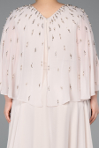 Robe de Soirée Grande Taille Longue Mousseline Beige ABU6066