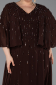 Robe de Soirée Grande Taille Longue Mousseline Brun ABU6066