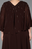 Robe de Soirée Grande Taille Longue Mousseline Brun ABU6066