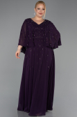 Robe de Soirée Grande Taille Longue Mousseline Violet Foncé ABU6066