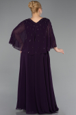 Robe de Soirée Grande Taille Longue Mousseline Violet Foncé ABU6066