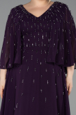 Robe de Soirée Grande Taille Longue Mousseline Violet Foncé ABU6066