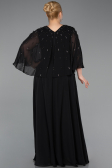 Robe de Soirée Grande Taille Longue Mousseline Noir ABU6066