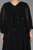 Robe de Soirée Grande Taille Longue Mousseline Noir ABU6066