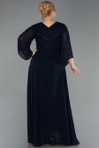 Robe de Soirée Grande Taille Longue Mousseline Bleu Marine ABU6067