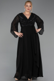 Robe de Soirée Grande Taille Longue Mousseline Noir ABU6067