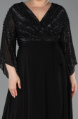 Robe de Soirée Grande Taille Longue Mousseline Noir ABU6067