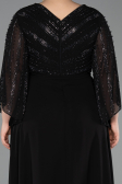 Robe de Soirée Grande Taille Longue Mousseline Noir ABU6067