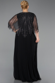 Robe de Soirée Grande Taille Longue Mousseline Noir ABU6012