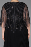 Robe de Soirée Grande Taille Longue Mousseline Noir ABU6012