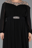 Robe Grande Taille Longue Mousseline Noir ABU5555