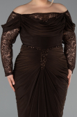 Robe de Soirée Grande Taille Longue Brun ABU6069