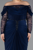 Robe de Soirée Grande Taille Longue Bleu Marine ABU6069