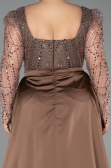 Robe De Fiançailles Grande Taille Perlé Longue Brun ABU4761