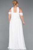 Robe de Soirée Grande Taille Longue Mousseline Blanc ABU5551
