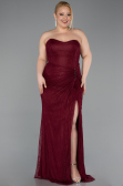 Robe De Soirée Grande Taille Longue Dantelle Rouge Bordeaux ABU6070
