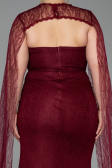 Robe De Soirée Grande Taille Longue Dantelle Rouge Bordeaux ABU6070