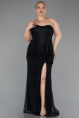Robe De Soirée Grande Taille Longue Dantelle Noir ABU6070