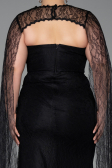 Robe De Soirée Grande Taille Longue Dantelle Noir ABU6070