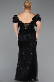 Robe Grande Taille Longue Perlé Noir ABU5948