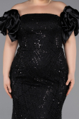 Robe Grande Taille Longue Perlé Noir ABU5948
