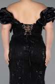 Robe Grande Taille Longue Perlé Noir ABU5948