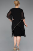 Robe De Invitation Grande Taille Midi Mousseline Noir ABK2600