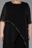 Robe De Invitation Grande Taille Midi Mousseline Noir ABK2600